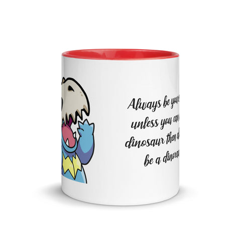 LuiTheDinosaur - Weiße Tasse mit gefärbter Innenseite und Druck