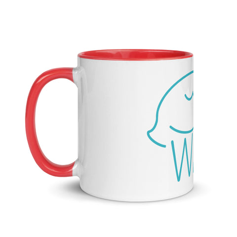 LuiTheDinosaur - Weiße Tasse mit gefärbter Innenseite und Druck