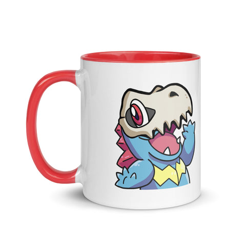 LuiTheDinosaur - Weiße Tasse mit gefärbter Innenseite und Druck