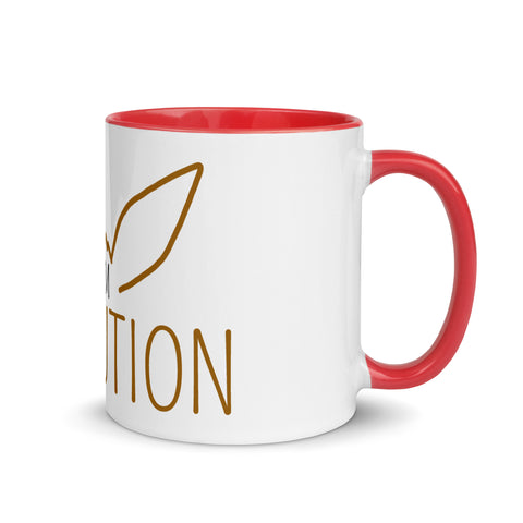 LuiTheDinosaur - Weiße Tasse mit gefärbter Innenseite und Druck