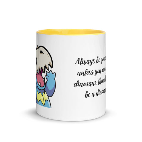 LuiTheDinosaur - Weiße Tasse mit gefärbter Innenseite und Druck