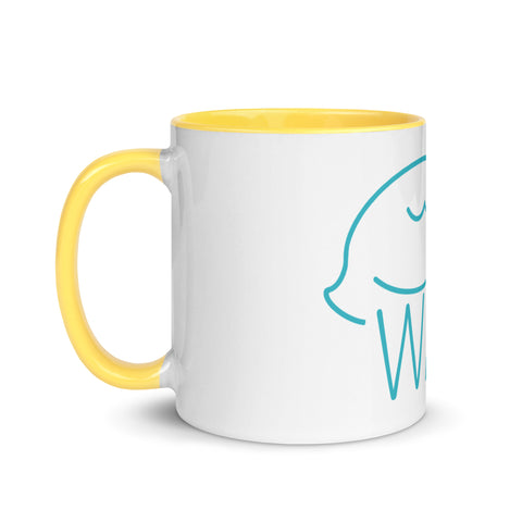 LuiTheDinosaur - Weiße Tasse mit gefärbter Innenseite und Druck