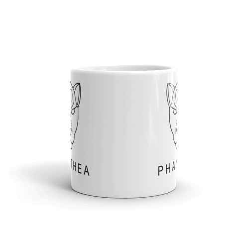 Phanthea - Weiße, glänzende Tasse mit Druck