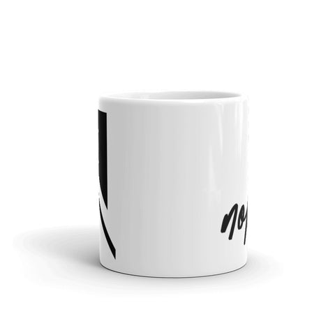 NOBZN - Weiße, glänzende Tasse mit Druck