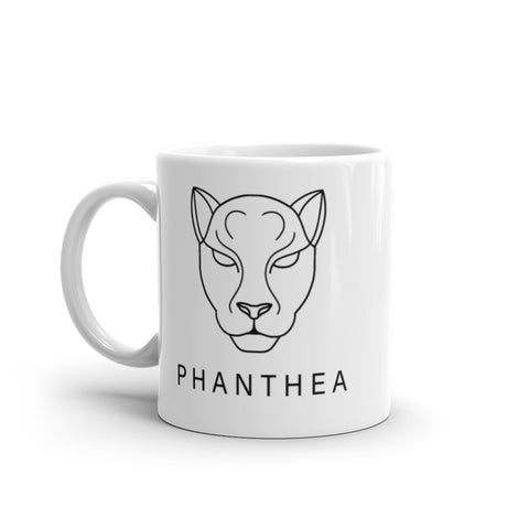 Phanthea - Weiße, glänzende Tasse mit Druck