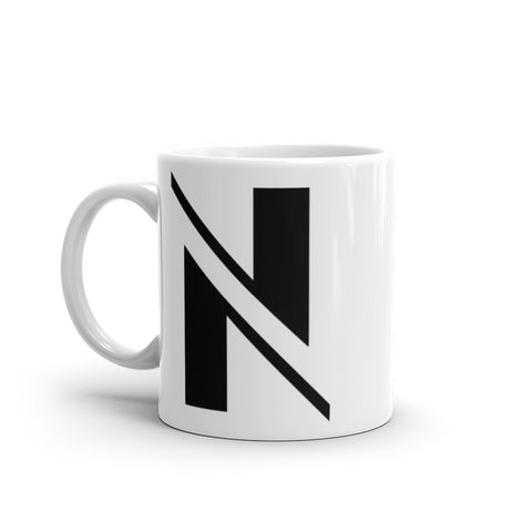 NOBZN - Weiße, glänzende Tasse mit Druck