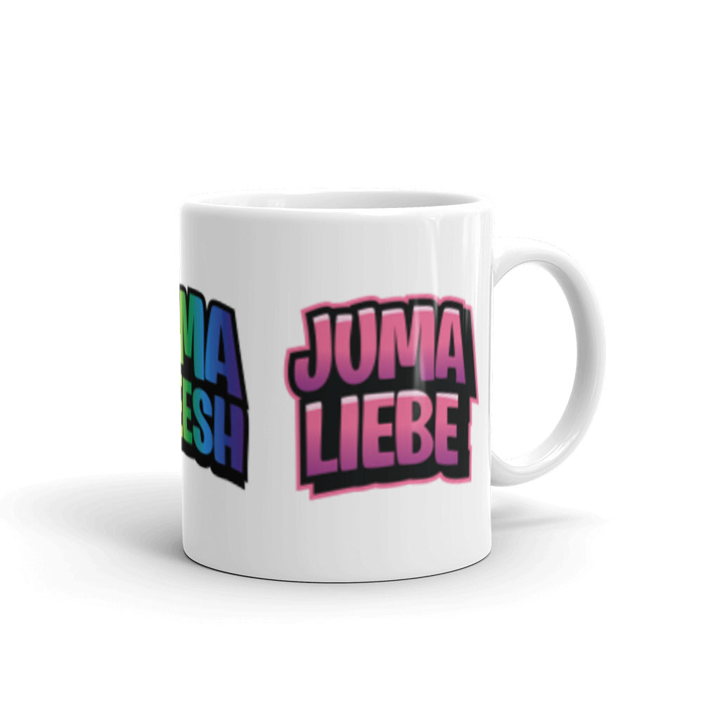 diejumas - Weiße, glänzende Tasse mit drei Emotes in 2 Größen