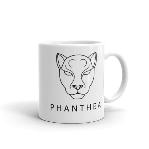 Phanthea - Weiße, glänzende Tasse mit Druck