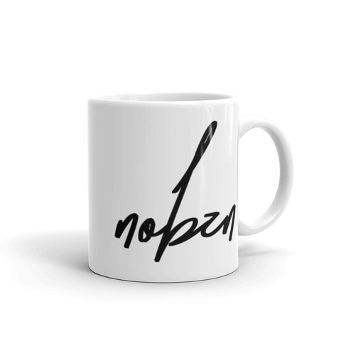 NOBZN - Weiße, glänzende Tasse mit Druck