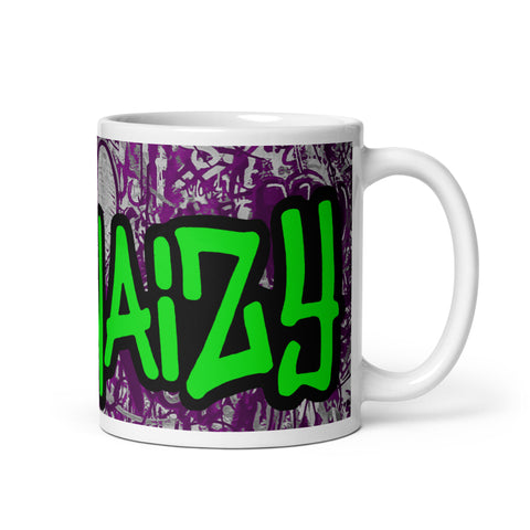 Benaizy - Weiße, glänzende Tasse mit Druck
