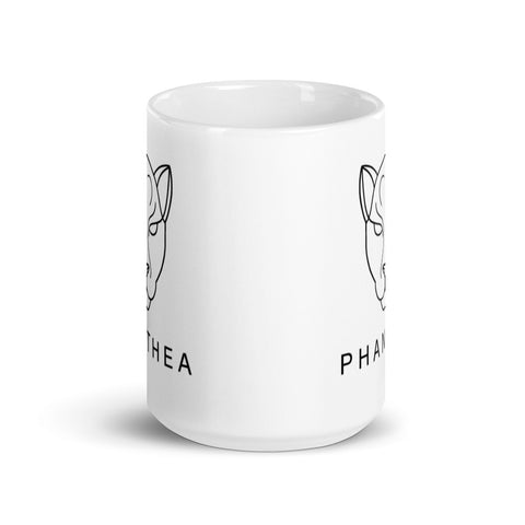 Phanthea - Weiße, glänzende Tasse mit Druck