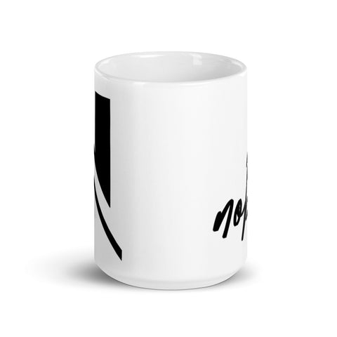 NOBZN - Weiße, glänzende Tasse mit Druck