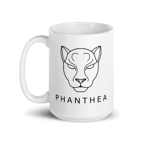 Phanthea - Weiße, glänzende Tasse mit Druck