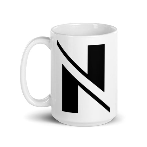 NOBZN - Weiße, glänzende Tasse mit Druck