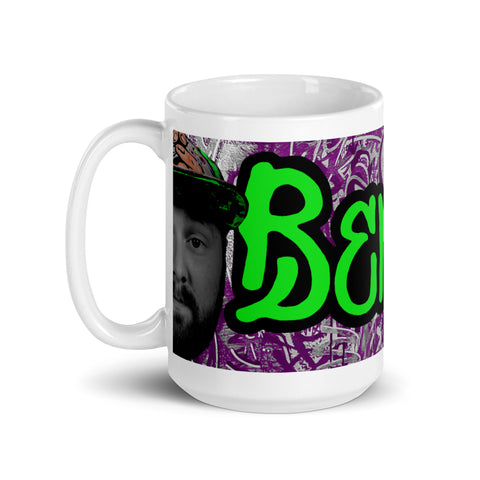 Benaizy - Weiße, glänzende Tasse mit Druck