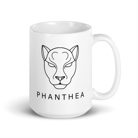 Phanthea - Weiße, glänzende Tasse mit Druck