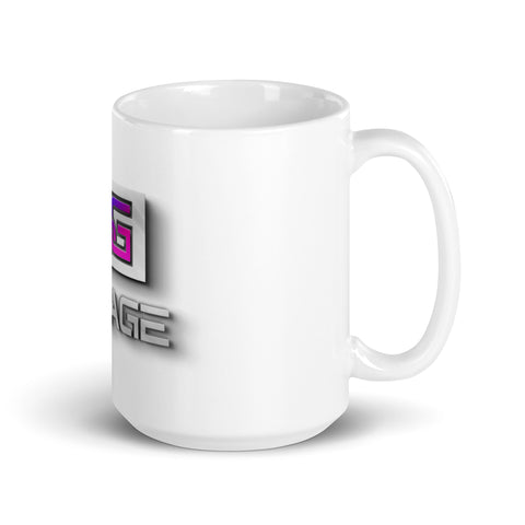 Jusage - Weiße, glänzende Tasse mit Druck