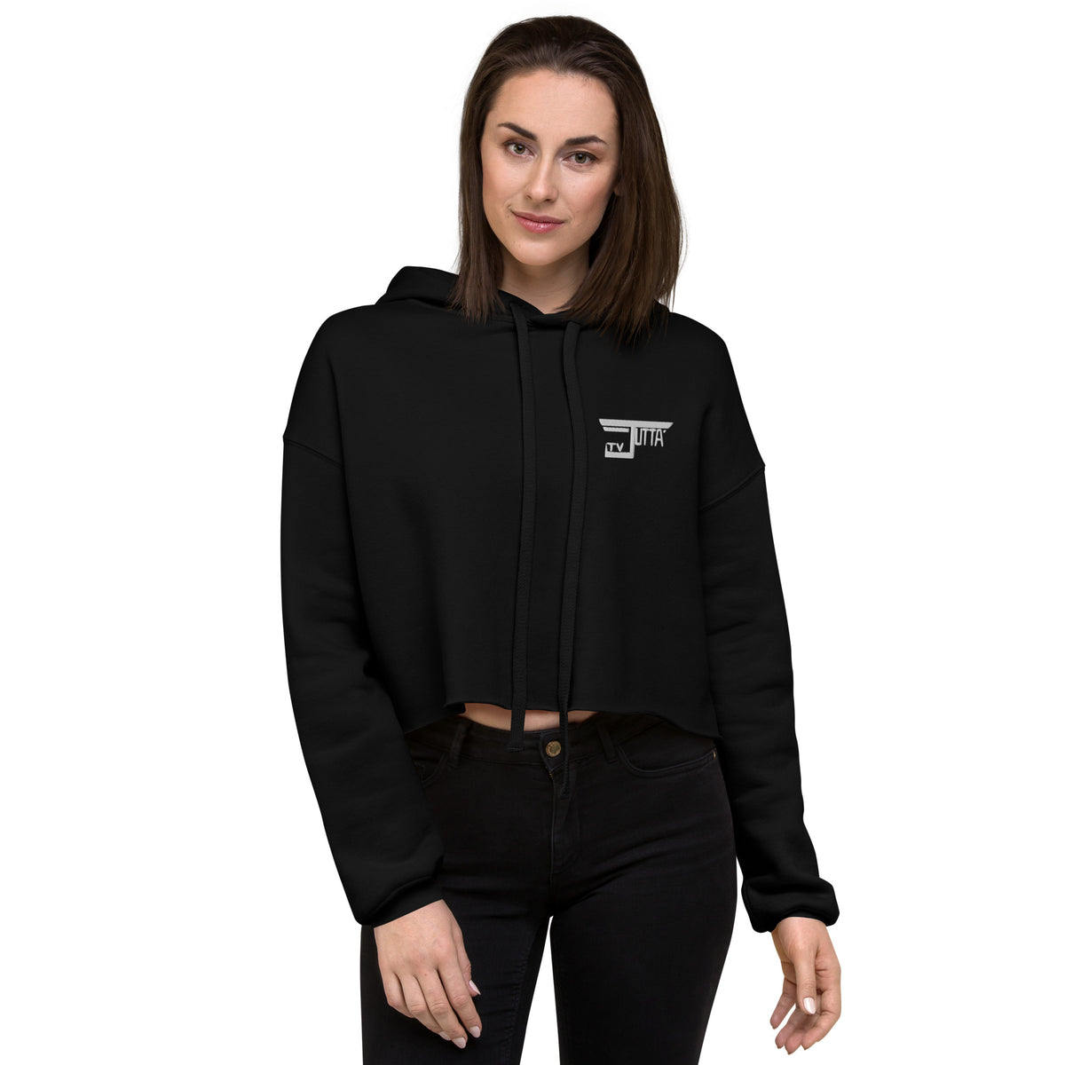 jutta_tv - Damen-Crop-Hoodie mit Stick